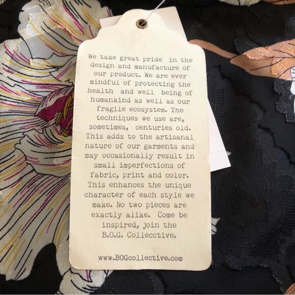 Band of Gypsies BOG Collective NWT Black Cream Foil Floral Slip Midi Skirt SZ XS - Picture 14 of 16